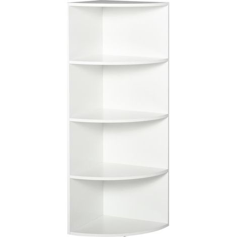 LIBRERIA AD ANGOLO 4 RIPIANI A MURO E PARETE 39.5 X 39.5 X 120 CM BIANCO (1/5)