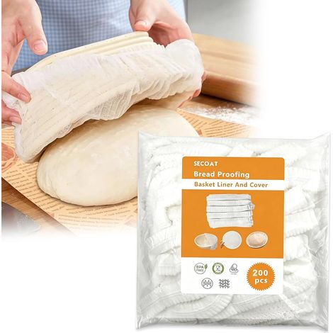 Lot de 200 paniers de fermentation en non-tissé : jetables et anti-adhésifs en tissu non tissé, panier hygiénique Banneton, accessoire de cuisson, pour boulangerie et usage domestique (blanc) (1/5)