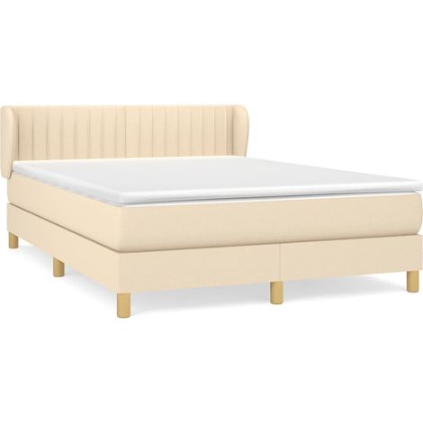 Sommier à lattes de lit avec matelas Crème 140x190 Tissu (1/5)
