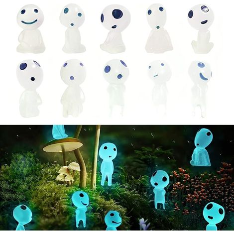 10 pezzi di elfi luminosi per alberi, fantasmi luminosi, mini statuette, statuette di fantasmi luminose, ornamenti paesaggistici in resina, per decorazioni di casa e giardino