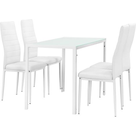 Essgruppe Bergen (Set, 5-tlg) 105x60x75 cm weiß [en.casa]
