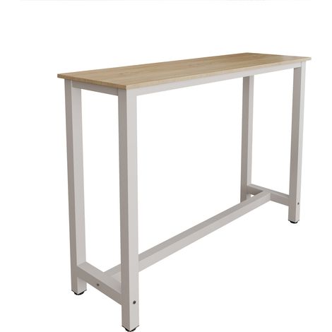 Bartisch Metallbeine 140x100x40cm Bartresen für küche Modell Ani Weiß und Sonoma
