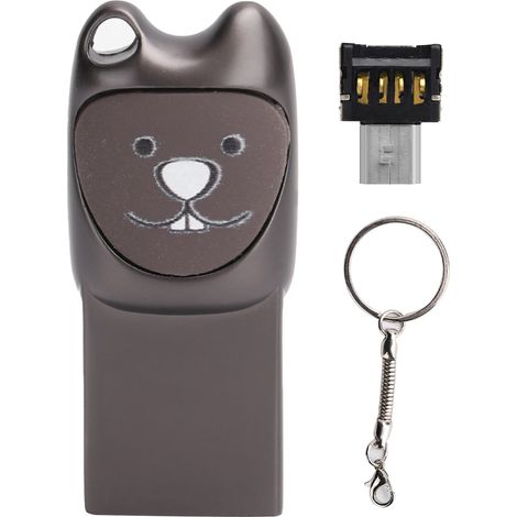 Clé USB métallique 64 Go motif cartoon, adaptateur Android, disque de transfert de fichiers USB 2.0 gris (1/5)