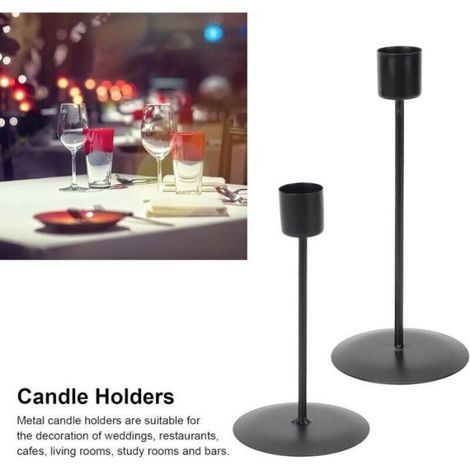 Bougeoirs, Bougeoirs à Tête Unique Déco Vintage pour Bars pour Cafés pour Mariages(Le Noir)-LIAIKI