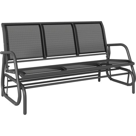 3-Sitzer Schaukelstuhl Gartenbank mit Schaukelmechanismus Gartenschaukel Sitzbank aus Metall Parkbank bis 300 kg belastbar Gartenmöbel für Garten, Terrasse, 147 x 70 x 85 cm Dunkelgrau