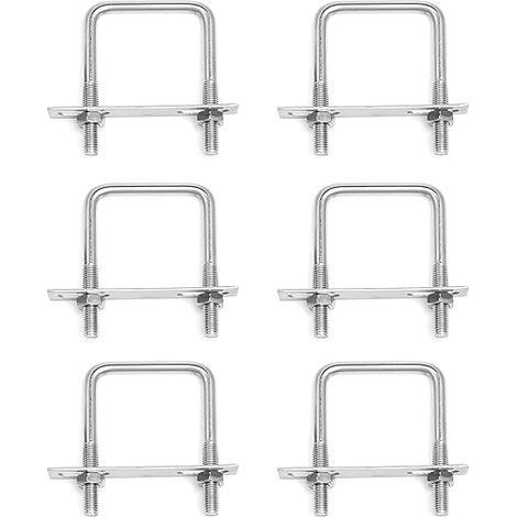 6 Pièces Acier Inoxydable Boulons En U M6 x 65 mm x 80 mm Boulon Carré en U Avec Écrous et Plaque De Cadre Boulons de Serrage Fixation pour Fixation Tuyaus (1/5)