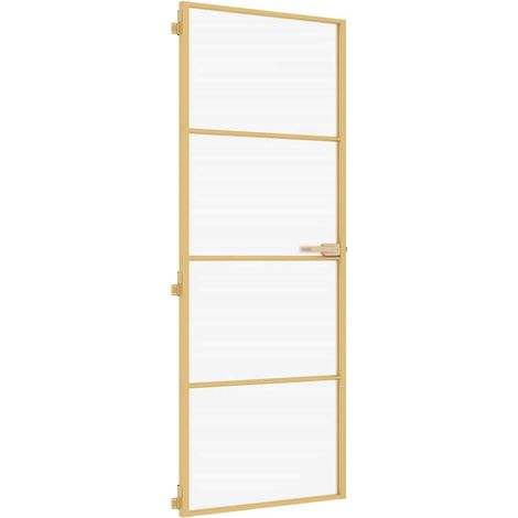 Porte intérieure mince doré 76x201,5 cm verre trempé aluminium