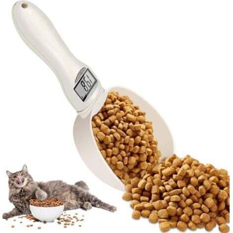 Digitale Küchenwaage, 1 g Genauigkeit: 800 g. Digitale Küchenwaage mit LCD-Display. Abnehmbarer Messlöffel für Hundefutter. (1/5)