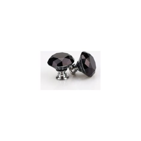 Sollbry Boutons de meubles en forme de diamant de 30 mm, poignées de tiroir en verre cristal, lot de 10 (noir) (1/4)