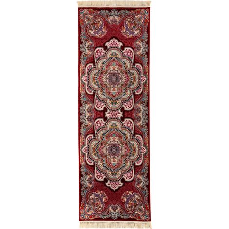 Tapis persan Aryan - 200x100cm, Rectangular - 100% Acrylique - Tissé - Rouge foncé (1/4)