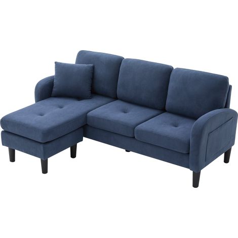 Canapé d'angle L convertible avec chaise longue – 166x118x77 cm – Sofa 3 places en velours côtelé, piètement en plastique, structure modulable, parfait pour séjour, studio et espace de travail (1/5)