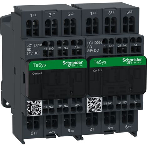 Contacteur inverseur 3P AC 3 440V 9A bobine 24Vcc TeSys LC2D SCHNEIDER LC2D093BD