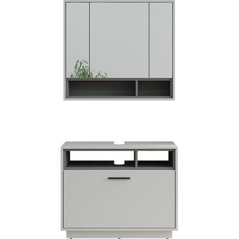 Conjunto de muebles de baño Beatrice, Gris/antracita, 2 partes, Vicco