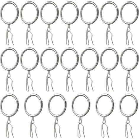 CSPARKV 20 Pièces Curtain Rings,Anneaux de Rideaux Métal und Crochet Rideau Metal,pour Rideaux,Rideaux de Porte,Rideaux de Douche(Nickel Brillant) (1/5)