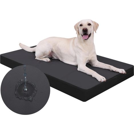 Lit orthopédique pour chien L 104x68cm Noir, imperméable, similicuir, housse amovible