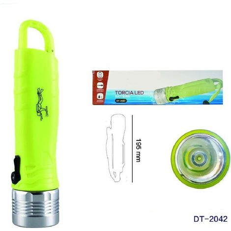 Wisdom - Torcia Led A Batteria Immersioni Subacquee Luminosita' Regolabile 195mm Dt-2042 -