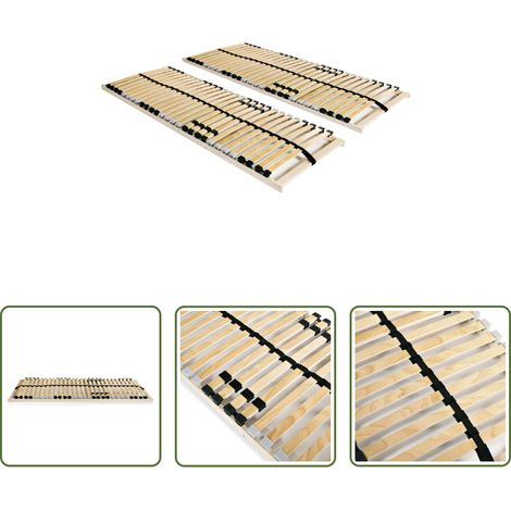 Sommier confortable -  Sommiers à lattes sans matelas 2 pcs avec 28 lattes 70x200 cm (1/5)