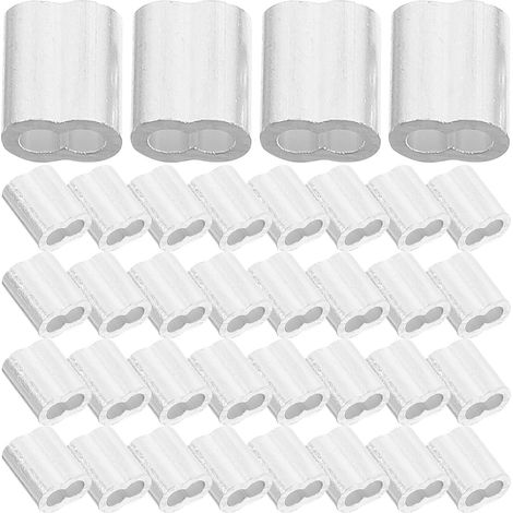 200 manguitos de crimpado dobles de aluminio para cable de acero de 2 mm, clips de cable plateados, paquete industrial de 200 piezas para fijación y uso (1/5)