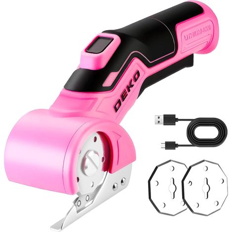 Electric Rotary Scissors for Sewing: 3.7V Cordless Electric Scissors with 2 Blades, Powerful Cardboard Cutting, for Fabric, Leather, Carpets, Plastic, DIY (1/5)