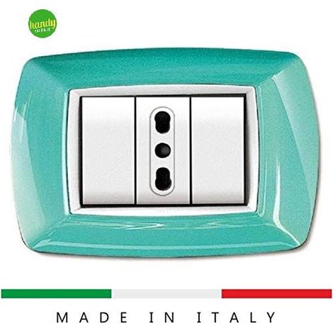Placca 3 moduli verde acqua