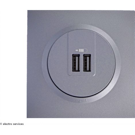 Double chargeur USB type-A Dooxie complet Alu Griffes: Sans griffes