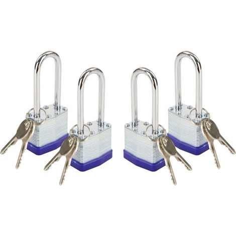 40 mm Vorhängeschloss mit Schlüssel und langem Bügel, robustes Vorhängeschloss aus Walzstahl für Tore, Schuppen, Werkzeugkästen und Spinde (mit Schlüssel)