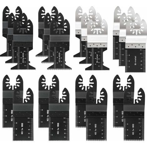 Lot De 20 Lames De Scie Oscillante Professionnelle Universelles Pour Scie Multifonction À Libération Rapide Fein Multimaster, Ryobi, Milwaukee, Bosch, Dremel, Dewalt, Rockwell, Makita Et Plus Encore (1/5)