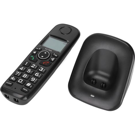 Téléphone sans fil KX-160A avec identification de l'appelant et double appel, pour la maison et le bureau, prise UE 100-240 V, noir.
