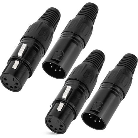 Connecteur à souder XLR 5 broches mâle/femelle fiche câble microphone,prise audio microphone,Connecteurs XLR stéréo (noir)