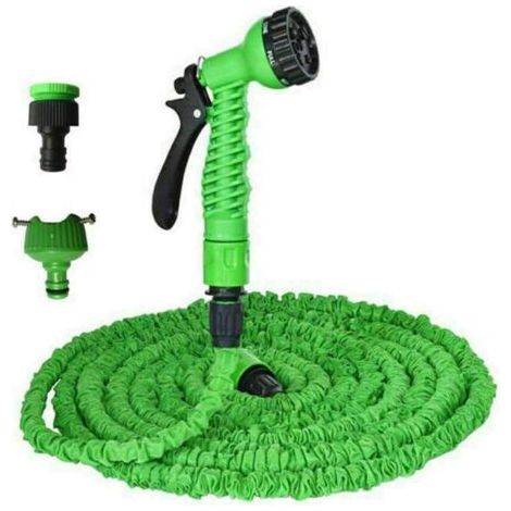 Tuyau d'arrosage extensible, 15 m, avec 8 fonctions, Buse de pulvérisation et deux raccords différents (1/5)