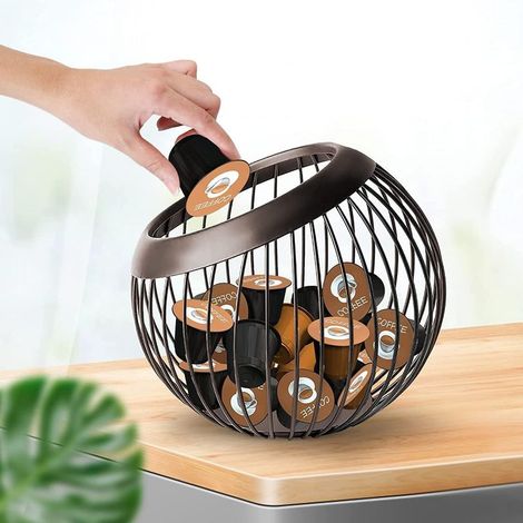 Panier à café, porte-capsules expresso, corbeille à fruits en métal, rangement pour capsules, étagère à snacks, bol décoratif pour cuisine moderne, plan de travail, salon (1/5)