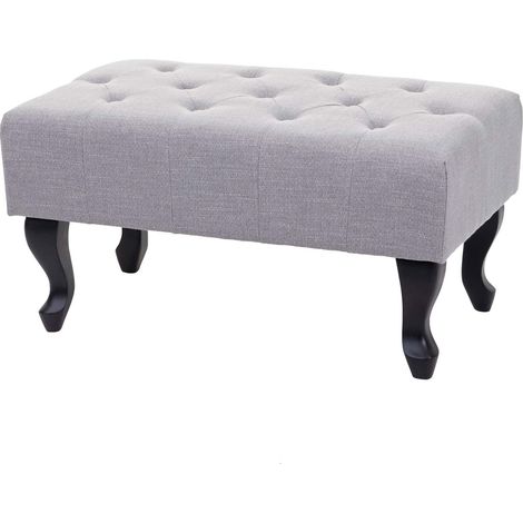 Ottomane Chesterfield Oxford, Sitzhocker Fußablage Hocker, wasserabweisend Stoff/Textil 39x77x47cm grau