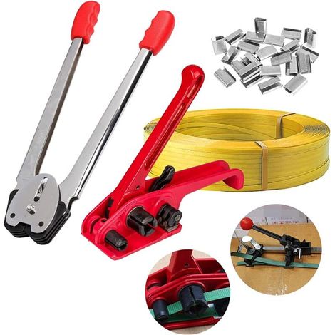 Manuelle Umreifungswerkzeuge für PET/PP, Umreifungsset, Umreifungsspanner für 1/2"-3/5" breite Polyester-/Polypropylen-Gurtbänder