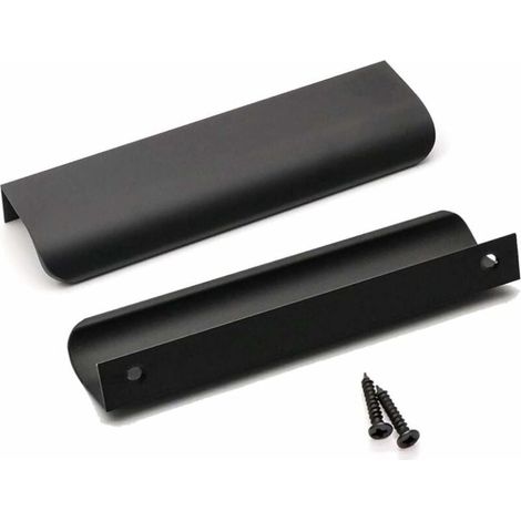 Lot de 10 Poignee de Meuble Cuisine Noir Poignée Profil Noir Poignée Meuble Noir Mat en Alliage d'Aluminium Entraxe 128mm Longueur 150mm（Noir） (1/5)
