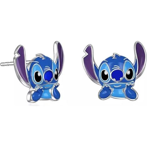 Boucles d'oreilles Stitch Familiales, Créoles Stitch, Bijoux Stitch Noël Xmas pour Filles et Femmes, Bleu 0.6 pouce/1.5 cm (1/5)