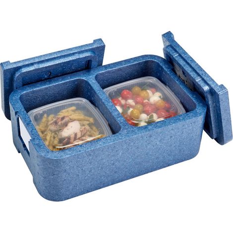 Boîte de livraison repas - 2 compartiments - 43.7 x 27.6 x 17.5 cm / 22.6 x 18.3 x 10.9 cm - Cambro