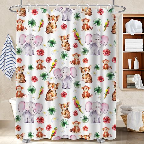 Voile de douche fluide en polyester 180x180 aéré rideau imperméable pour idéal location saisonnière (1/5)