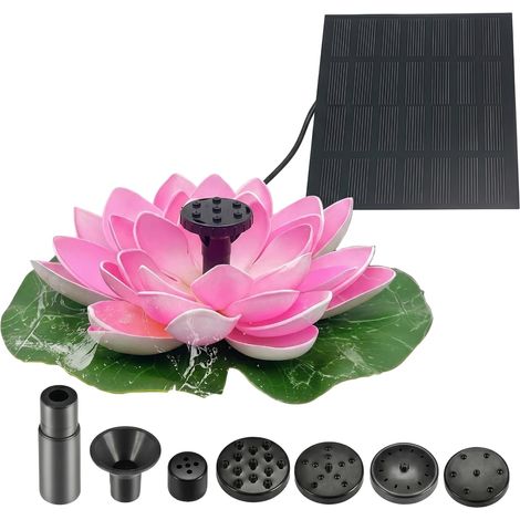 Fontaine flottante lotus – Design nénuphar – 6 jets – Panneau solaire 11×11 cm – Silencieuse – Stable – ABS – Pour jardin, bassin, bac à oiseaux – Décoration aquatique élégante (1/4)