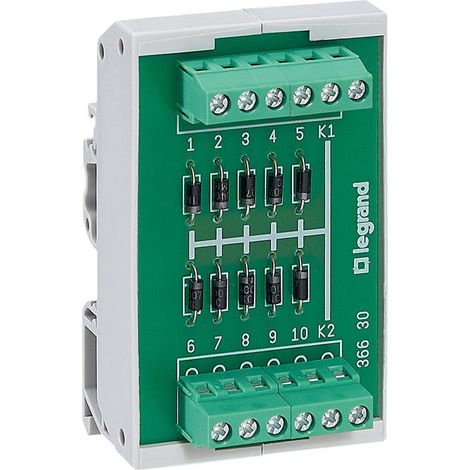 Module de 10 diode cathode commune - fixation sur rail symétrique ou asymétrique - 036630