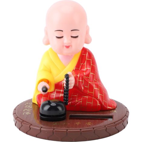 Ortviai Figurine Bouddha Solaire pour Tableau de Bord Voiture – Déco Intérieure et Bureau, ABS Coloré, Mouvement Automatique (1/5)