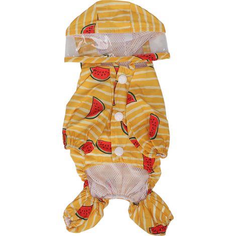 Manteau de pluie à capuche pour chien, léger, motif pastèque, imperméable et réfléchissant, pour chiot, veste avec anneau en D XL (1/5)