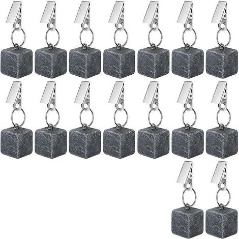 Lot de 16 poids de nappe avec pince métallique, pierres décoratives cubiques pour nappes, poids de nappe en marbre pour la décoration (1/5)