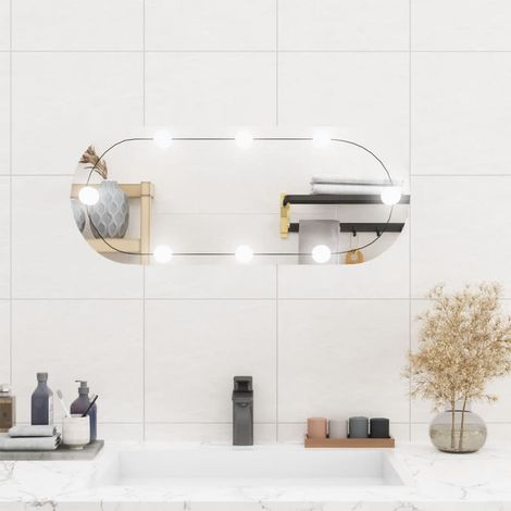 Miroir mural,Miroir Entrée Maison Salle de Bain,Miroir Décoratif avec lumières LED 30x70 cm verre ovale CVW94030 (1/5)