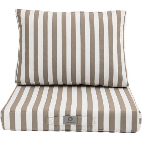 Coussins pour salon de jardin déhoussable 50x50cm - Rayure Beige