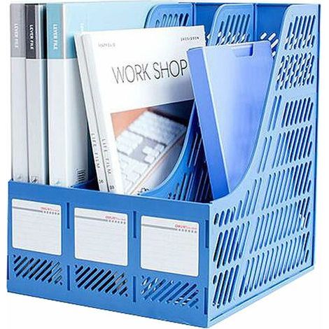 Casier de rangement bureau 2PCS – Boîte en plastique avec 3 compartiments – Organisateur de documents pour bureau – Étiquette pour tri facile (1/5)