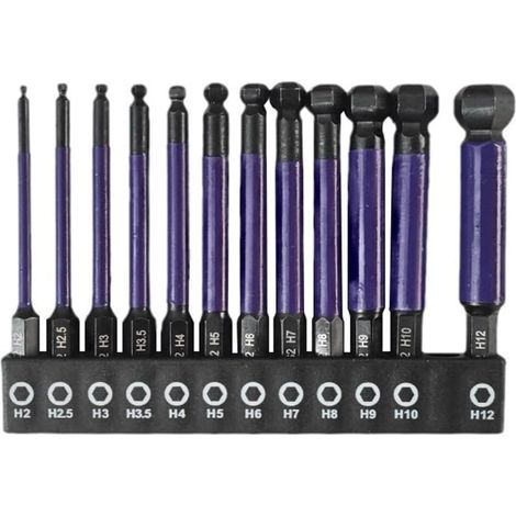 Kit d'embouts, 12 embouts/75mm, 1/4", hex/boule, aimanté (1/5)
