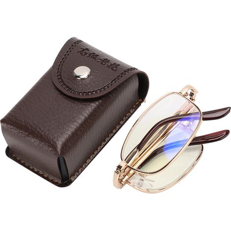 Lunettes de lecture anti-lumière bleue pour presbytes, réglables et anti-fatigue, unisexe, cadre doré (+150) (1/5)