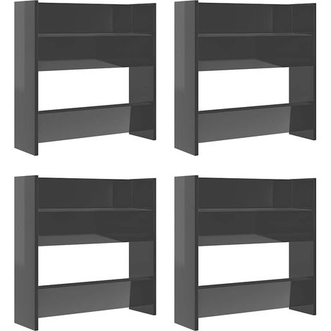 Maison Exclusive - Scarpiere a Muro 4pz Grigio Lucido 60x18x60cm Legno Multistrato (1/5)