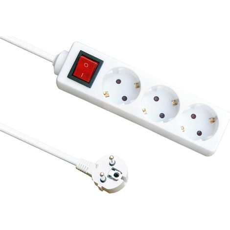 Multiprise à 3 prises avec interrupteur, câble de 1,5 m, 3G1,5 mm