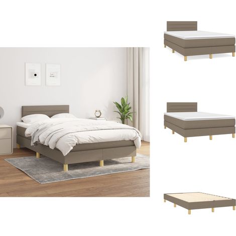 Boxspringbett mit Matratze Taupe 120x200 cm Stoff - Boxspringbett - Doppelbett - Bettenrahmen - Lattenrost - Matratze (1/5)
